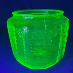 Anchor Hocking Princess Green Uranium Depression Glass Cookie Biscuit Jar NO Lid